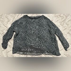 Le Marais Paris Rose Long Sleeve Blouse with Beaded Tank Top